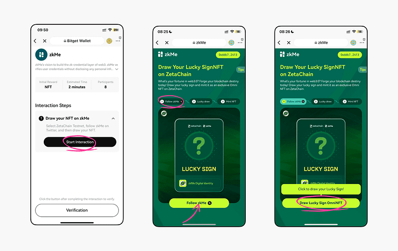 Connect wallet and follow zkMe before participate in Lucky draw