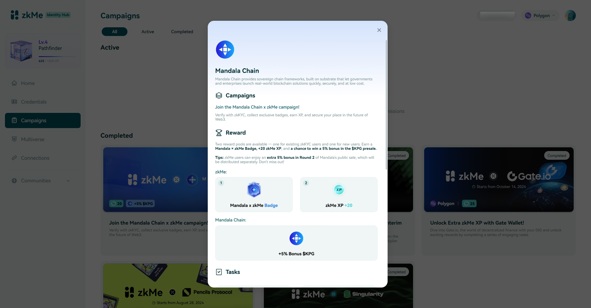 zkMe Identity Hub - Campaign Page Details