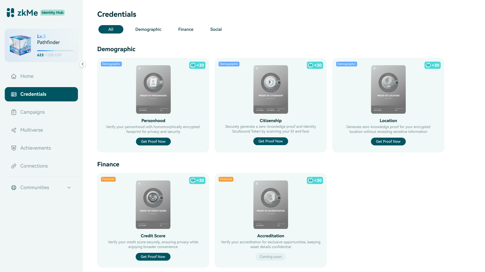 zkMe Identity Hub - Credentials